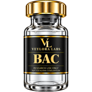 BAC Water vial from Veylora Labs for laboratory research